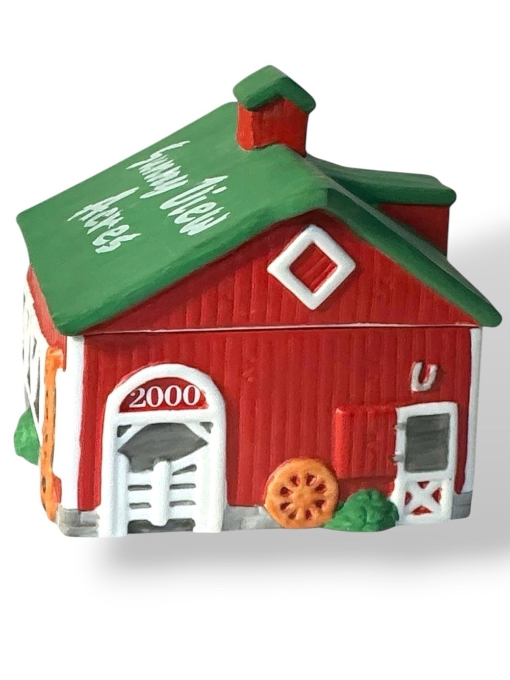 Vintage Figis Horse Barn Trinket Box Hand Painted Porcelain Farmhouse Decor 2000